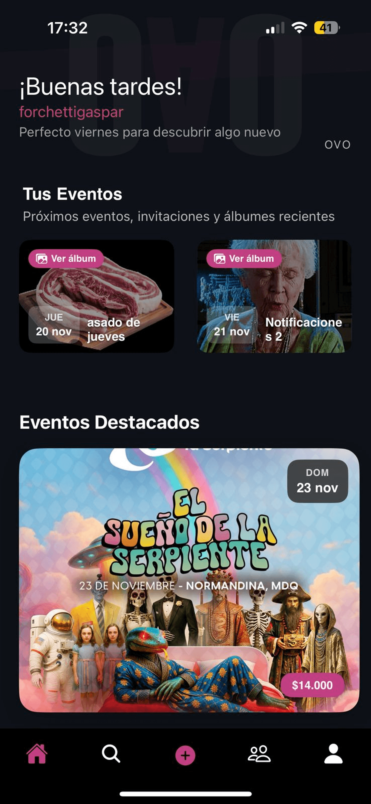 Pantalla de Over and Over, la app para salir de fiesta y encontrar bares y boliches